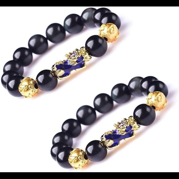 CYPRES 2 Pcs Feng Shui Black Obsidian Wealth Bracelet|Pi Xiu Bracelet - Picture 2 of 7